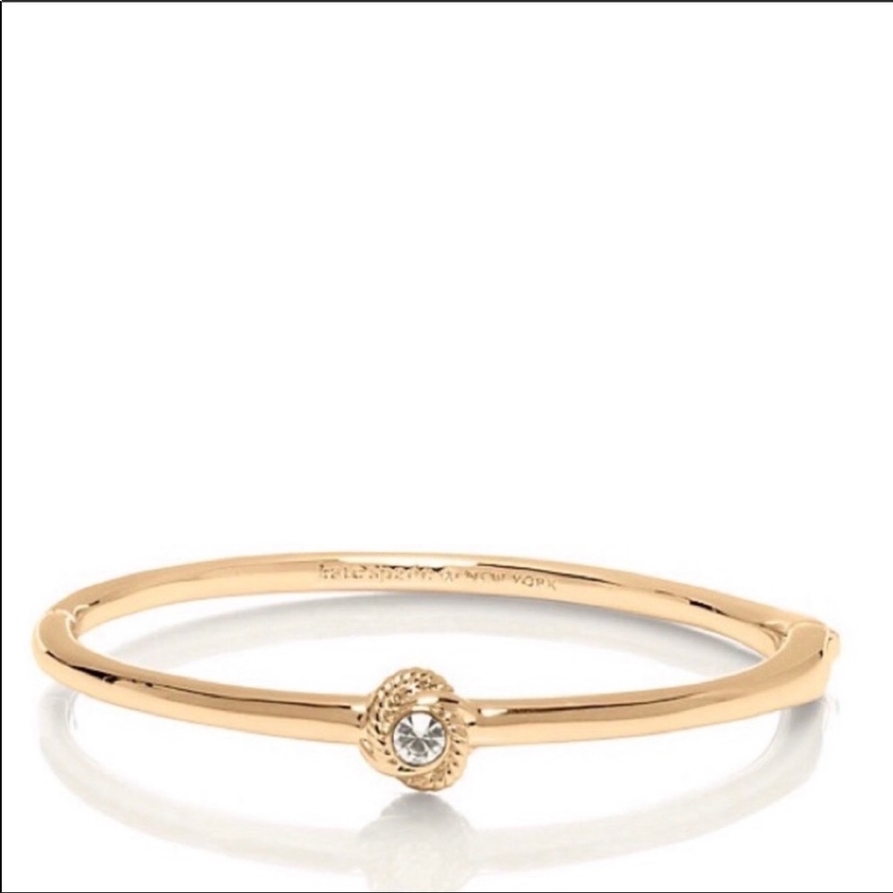KATE SPADE INFINITY AND BEYOND KNOT CRYSTAL BANGLE IN GOLD